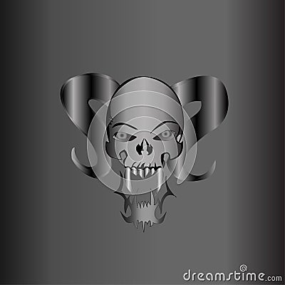 Demonic Skull Silver Matte Stock Photo