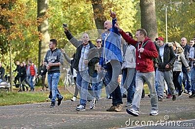 Demonstrating against refugee camp Editorial Stock Photo