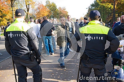 Demonstrating against refugee camp Editorial Stock Photo