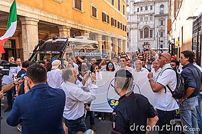 Demonstrating outside Palazzo Madama in Rome, Italy Editorial Stock Photo