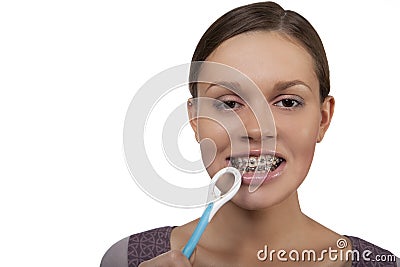 Demonstrating teeth Stock Photo