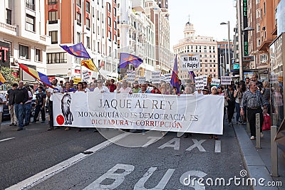 Demonstration against Spanish Monarchy in Madrid, Spain Editorial Stock Photo