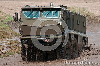 Demonstration of the capabilities of the new armored personnel carrier Editorial Stock Photo