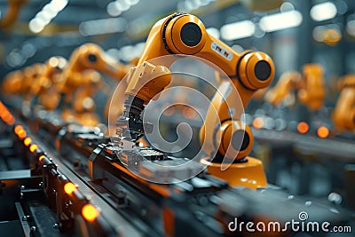 Demonstration of lean principles applied to an automated assembly line Cartoon Illustration