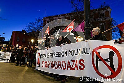 Demonstration in Madrid against the reform of the penal code in the expansion of article 557.1, Madrid, Madrid, Spain Editorial Stock Photo