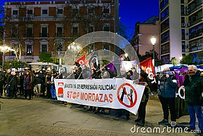 Demonstration in Madrid against the reform of the penal code in the expansion of article 557.1, Madrid, Madrid, Spain Editorial Stock Photo
