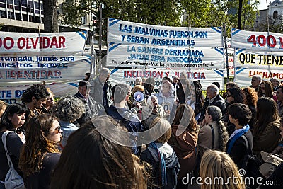 A demonstration of the Mothers of the Plaza de Mayo Madres de la Plaza de Mayo, in the city of Buenos Aires, Argentina Editorial Stock Photo