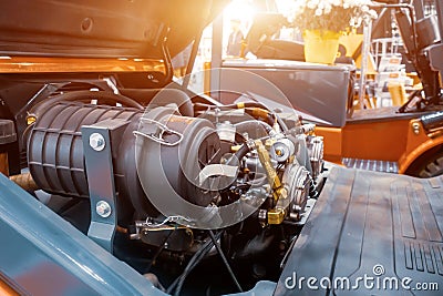 Demonstration of a motor on a forklift Stock Photo