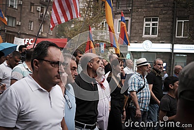 Demonstration organizers move towards the embassy Editorial Stock Photo