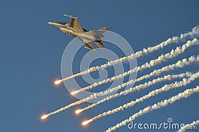 Demonstration perfomance F16 on Poznan Air Show Stock Photo