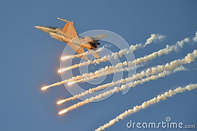 Demonstration perfomance F16 on Poznan Air Show Stock Photo