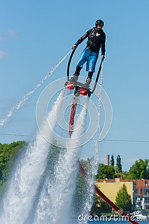 Demonstration performance at Flyboard Editorial Stock Photo