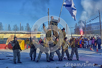 Demonstration performance of the Russian Army landing troops in Editorial Stock Photo