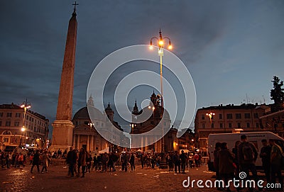 Demonstration in Piazza del Popolo, Rome Editorial Stock Photo