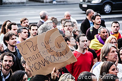 Spanish community in Belgium protesting against Spanish Monarchy Editorial Stock Photo