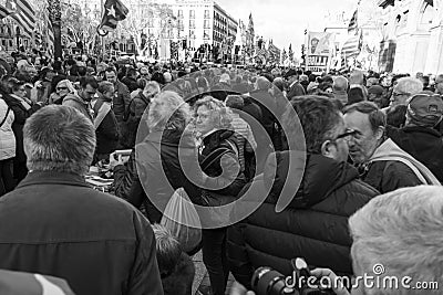 Demonstration by political prisoners in Barcelona Editorial Stock Photo