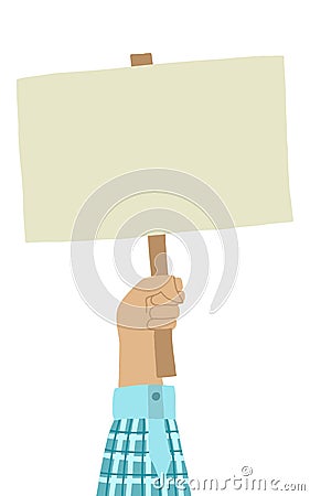 Demonstration, protest, revolution with hand holding poster. Vector Illustration