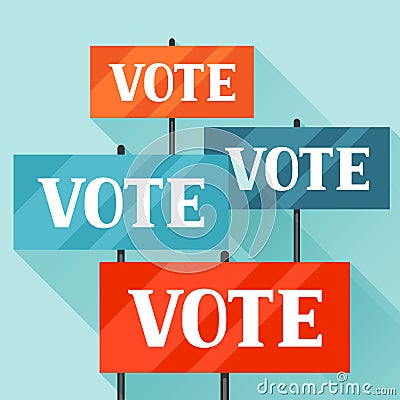 Demonstration with signs calling vote. Political elections illustration for banners, web sites, banners and flayers Vector Illustration