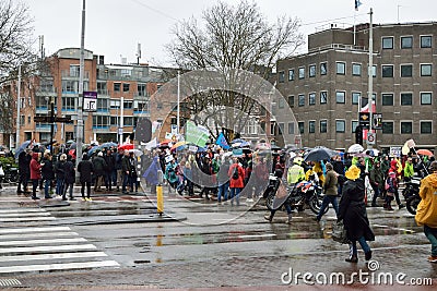 Demonstrations march for stronger climate change policies in the Netherlands Editorial Stock Photo