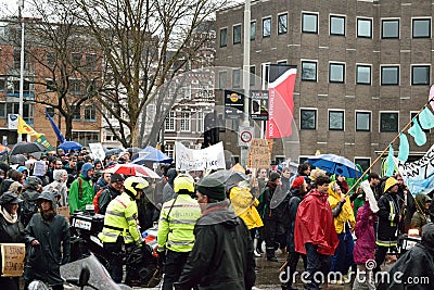 Demonstrations march for stronger climate change policies in the Netherlands Editorial Stock Photo