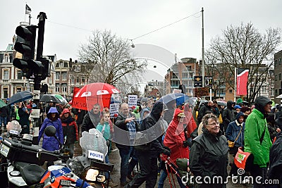 Demonstrations march for stronger climate change policies in the Netherlands Editorial Stock Photo