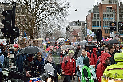 Demonstrations march for stronger climate change policies in the Netherlands Editorial Stock Photo