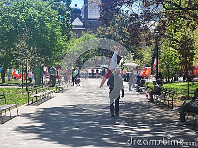 Demonstrator attends an anti-mask protest in Toronto Editorial Stock Photo