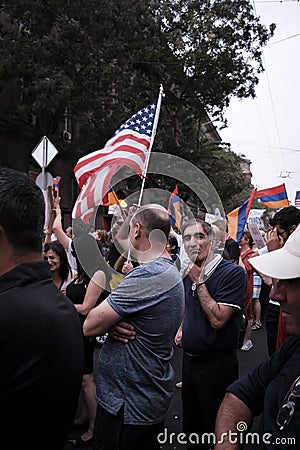 A demonstrator outside the Russian embassy Editorial Stock Photo