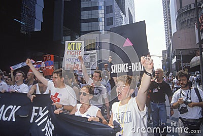 Demonstrators chanting at AIDS rally Editorial Stock Photo