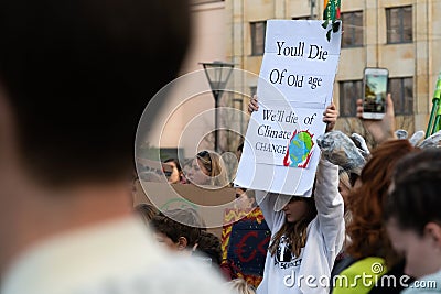 Demonstrators protesting against climate change, young people from different culture and Editorial Stock Photo