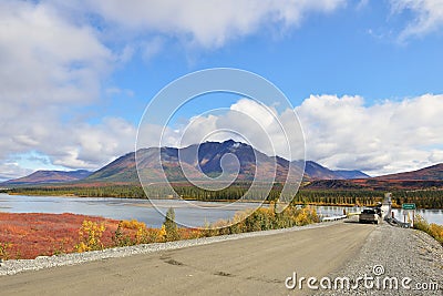 Denali Hwy and Susitna River, Alaska Stock Photo
