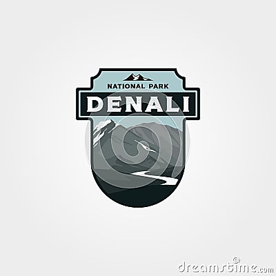 Denali national park logo print vector symbol illustration design, vintage patch Vector Illustration