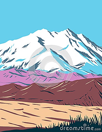 Denali National Park and Preserve formerly known as Mount McKinley National Park located in Interior Alaska WPA Poster Art Vector Illustration