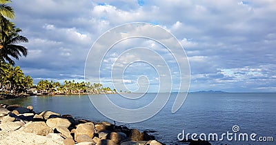 Denaru Island Shimmering Morning View Stock Photo