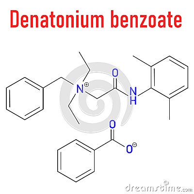 Denatonium benzoate bittering agent. Skeletal formula. Chemical structure Vector Illustration