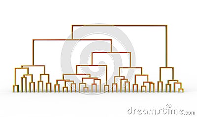 Dendrogram, a diagram representing a tree used to demonstrate results of hierarchical clustering in statistical analysis of data Cartoon Illustration