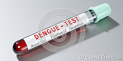 Dengue virus - test tubes, blood tests - 3D illustration Cartoon Illustration