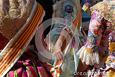 Girls in traditional costume, celebrating a fiesta in Spain Editorial Stock Photo