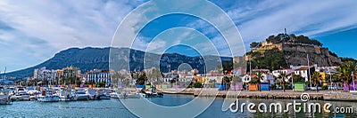 Denia Spain castle panormic view Alicante with colourful houses Editorial Stock Photo