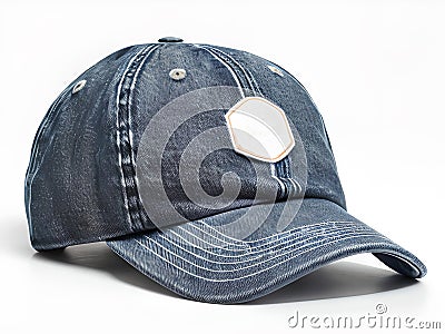 Denim cap in isolated background with photo product lighting Stock Photo