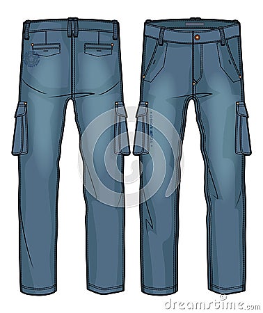 Denim cargo pants Vector Illustration