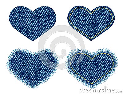 Denim heart patch. Stock Photo