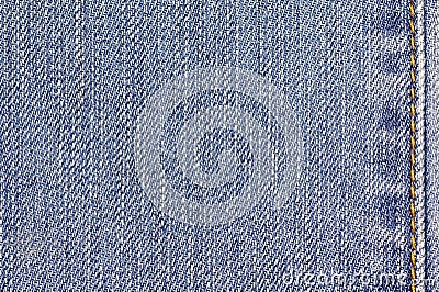 Denim jeans fabric texture background with seam. Stock Photo