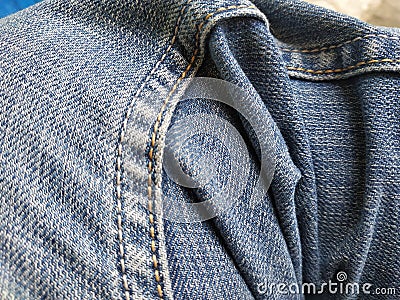 Part of blue jean or blue denim detail Fashion clothing Stock Photo