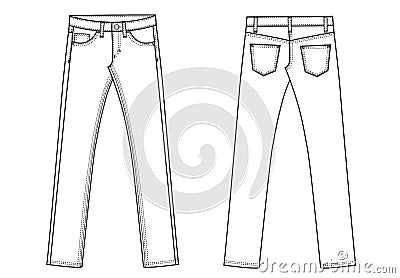 Denim jeans trousers ants template sketch Vector Illustration