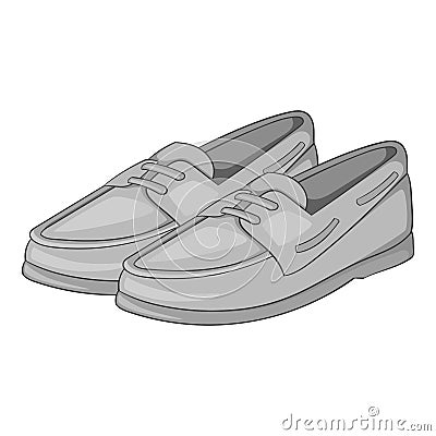 Denim loafers icon, gray monochrome style Cartoon Illustration