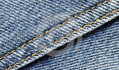 Denim material with seam running diagonally Stock Photo