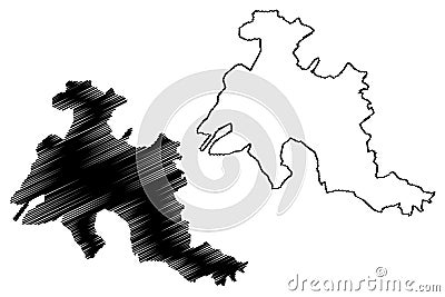 Denizli City Republic of Turkey, Aegean Region map vector illustration, scribble sketch City of Denizli map Vector Illustration