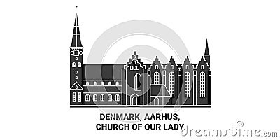 Denmark, Aarhus, Church Of Our Lady travel landmark vector illustration Vector Illustration