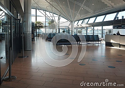Denmark, Copenhagen airport empty seats at covid times Stock Photo